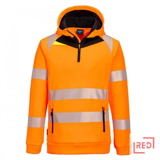 DX4 Hi-Vis 1/4 zippzáras kapucnis pulóver