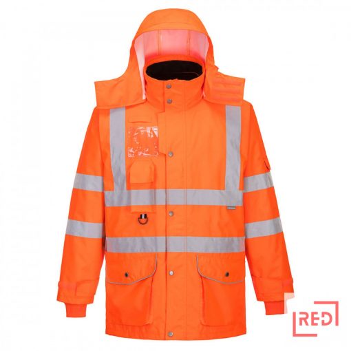 Hi-Vis légáteresztő az 7-in-1 közlekedési kabát 